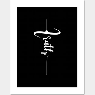 Faith in Curved Font Cross Illustration Posters and Art